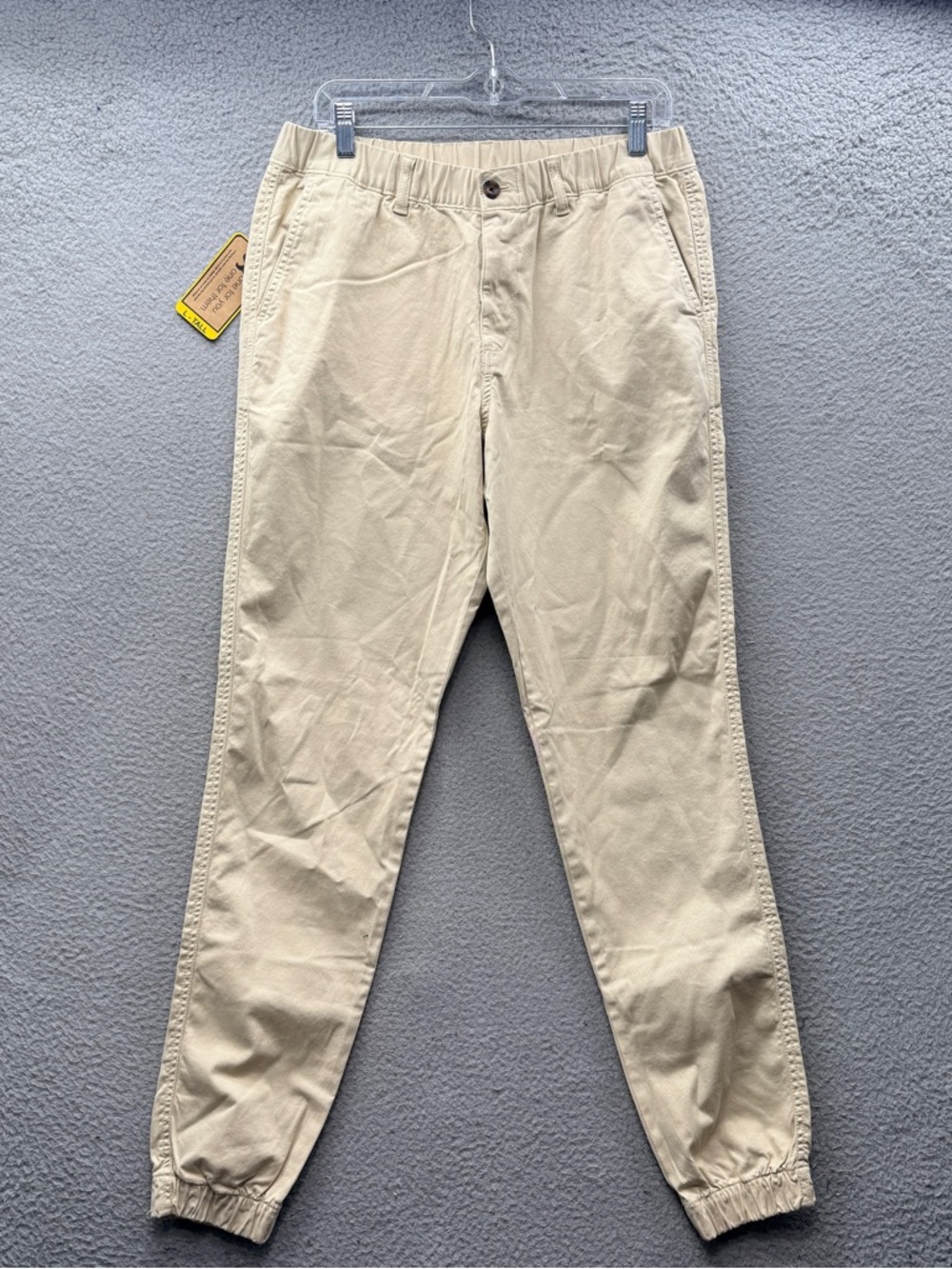 NWT BearBottom Pants Beige Elastic Waist Chino Jogger Tapered Men’s Size L Tall